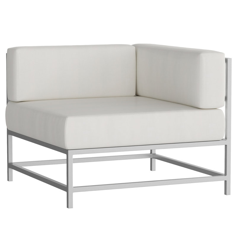Chaise de patio avec coussins Sunbrella Delano, Toile naturelle, Argent Kessler