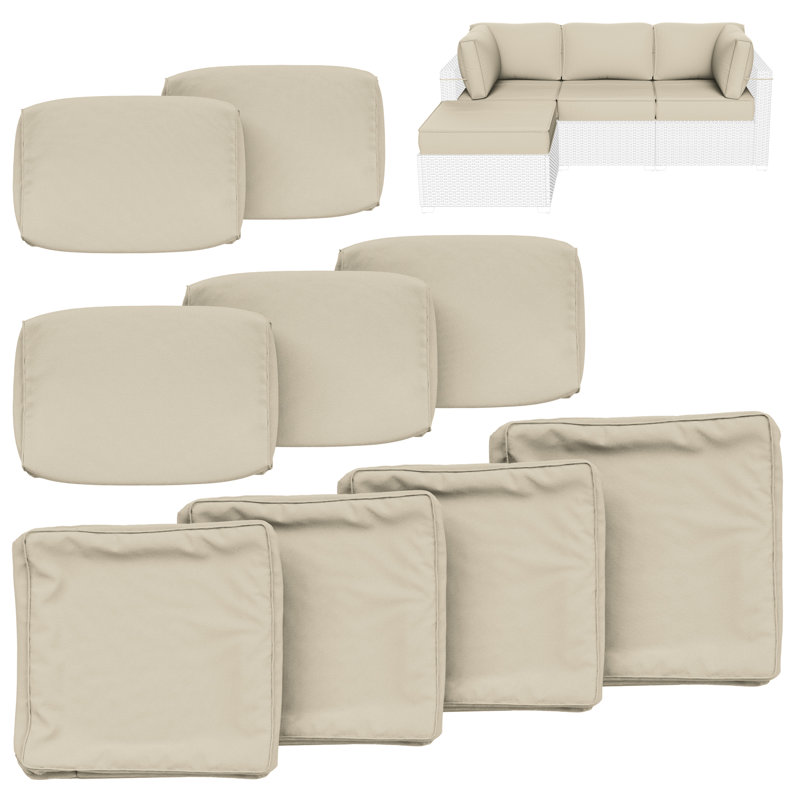Ensemble de housse de coussin d'extérieur 9 pièces pour coussins d'extérieur et housses de patio 3 "Cartert, Beige