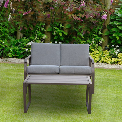 Patio Loveseat And Teapoy, Mushroom B
