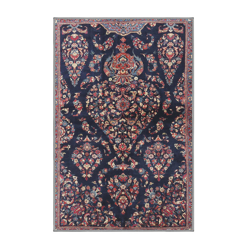 Tapis traditionnel 100% lavable à la machine 3936, Rectangle 4 pi x 6 pi