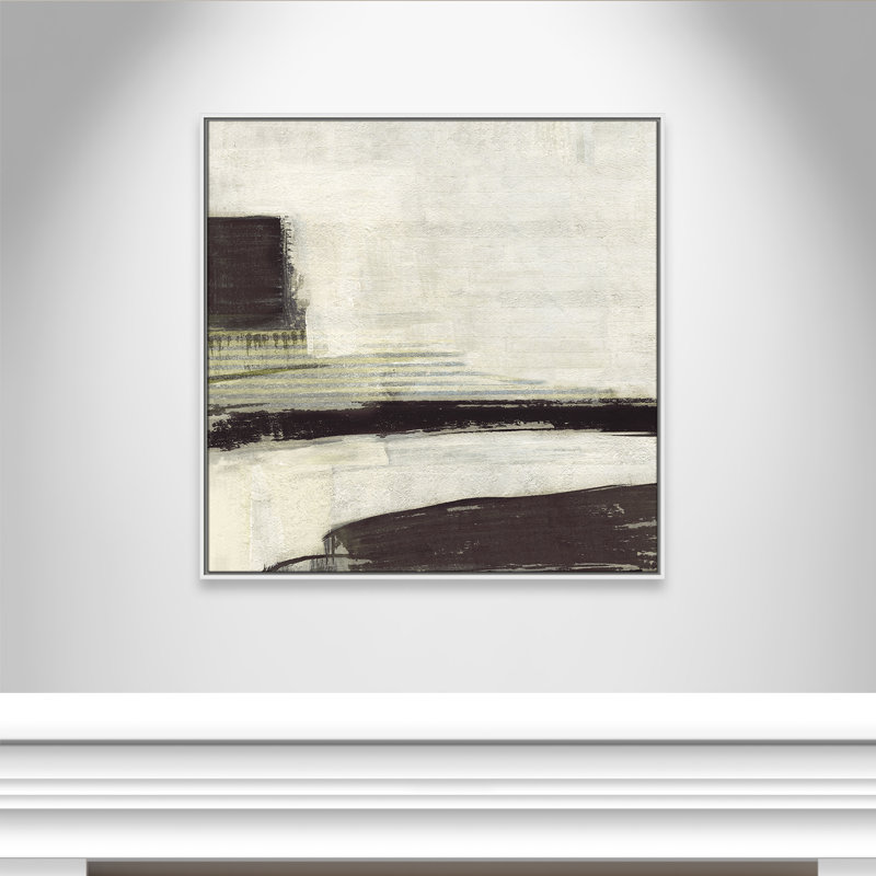 «La Bande Coffee Print» par Sally Swatland, H 37,5 po x l 37,5 po, Blanc