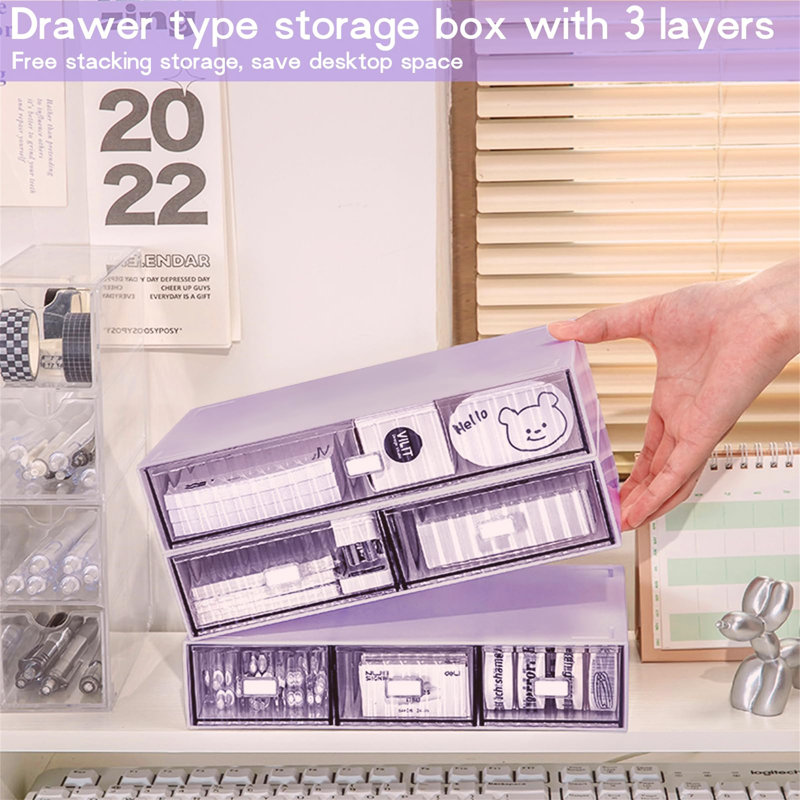 Cardae Plastic Desk Organiser, Purple