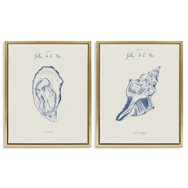 Ensemble de cadres flottants 2 pièces Oyster & Conch avec mots français, design par 1x, H 31 po x l 25 po