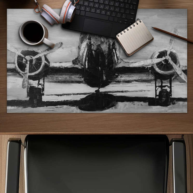 Grayscale plane - 14.00"x24.25" Desk mat