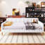 Lit de jour double rembourré avec 4 pieds de soutien, beige