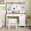 Table de coiffeuse Farmhouse avec miroir coulissant et table de maquillage avec 3 modes d'éclairage