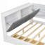 Lit moderne, lit plateforme en bois avec tête de lit, tablettes et 2 tiroirs