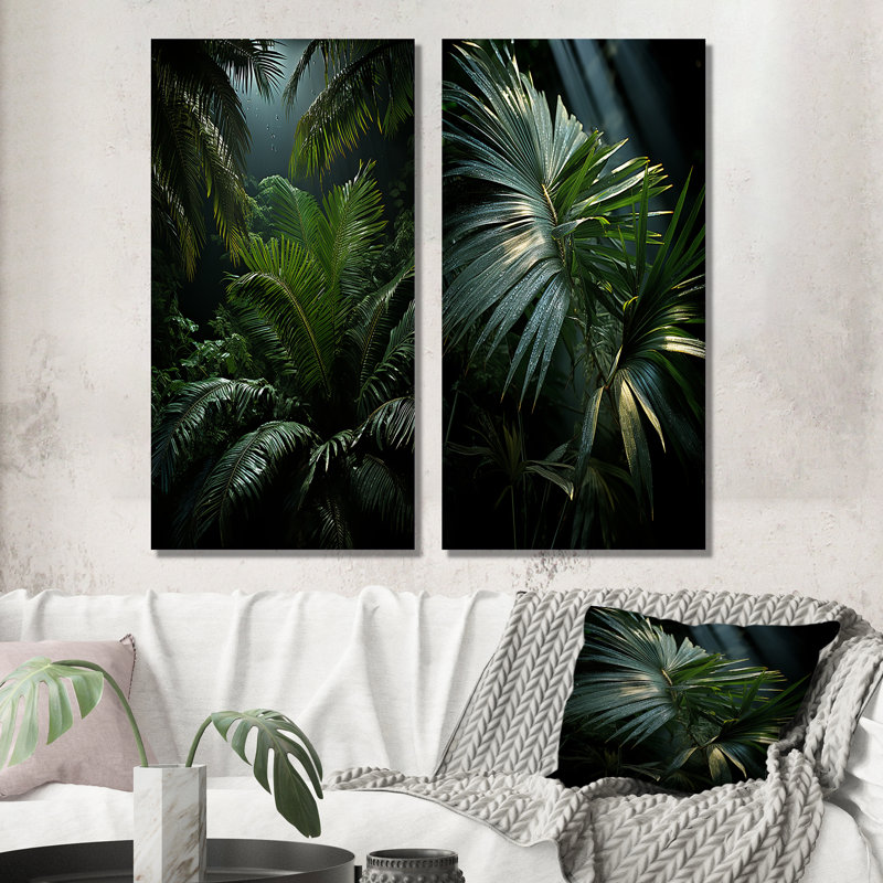 «Palm Trees Jungle», 2 pièces, H 32 po x l 32 po, Toile tendue