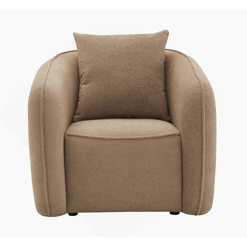 Keith Brown Chenille Chair With 1 Matching Colour Toss Pillows, Brown