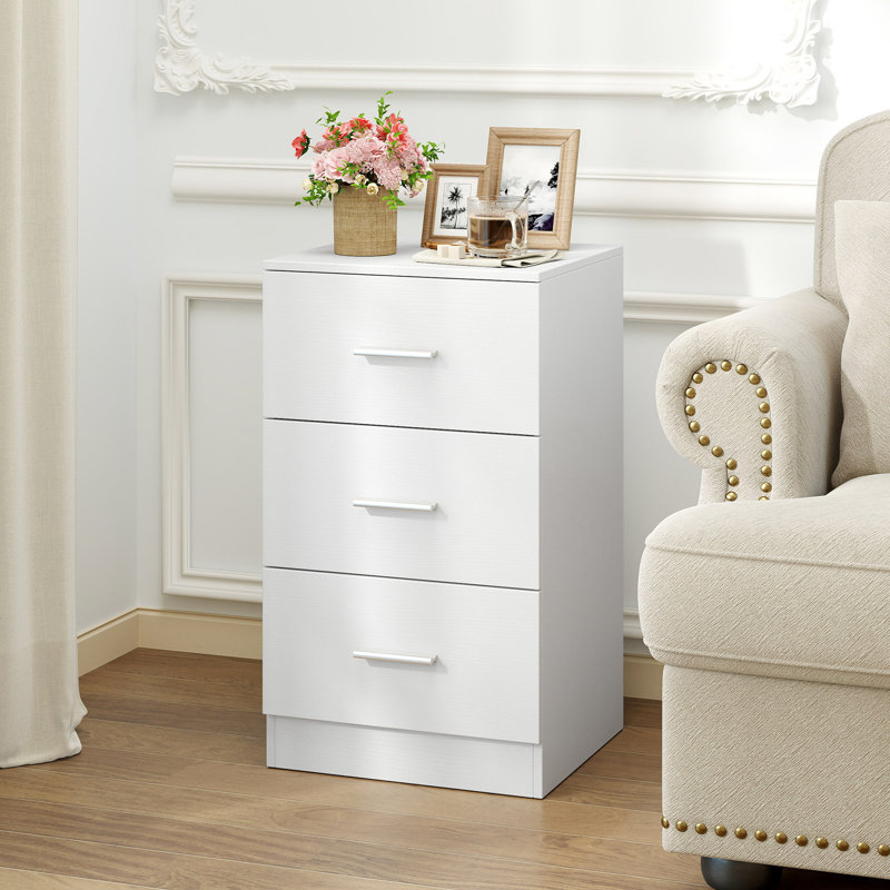38 cm W Bedside Table, White