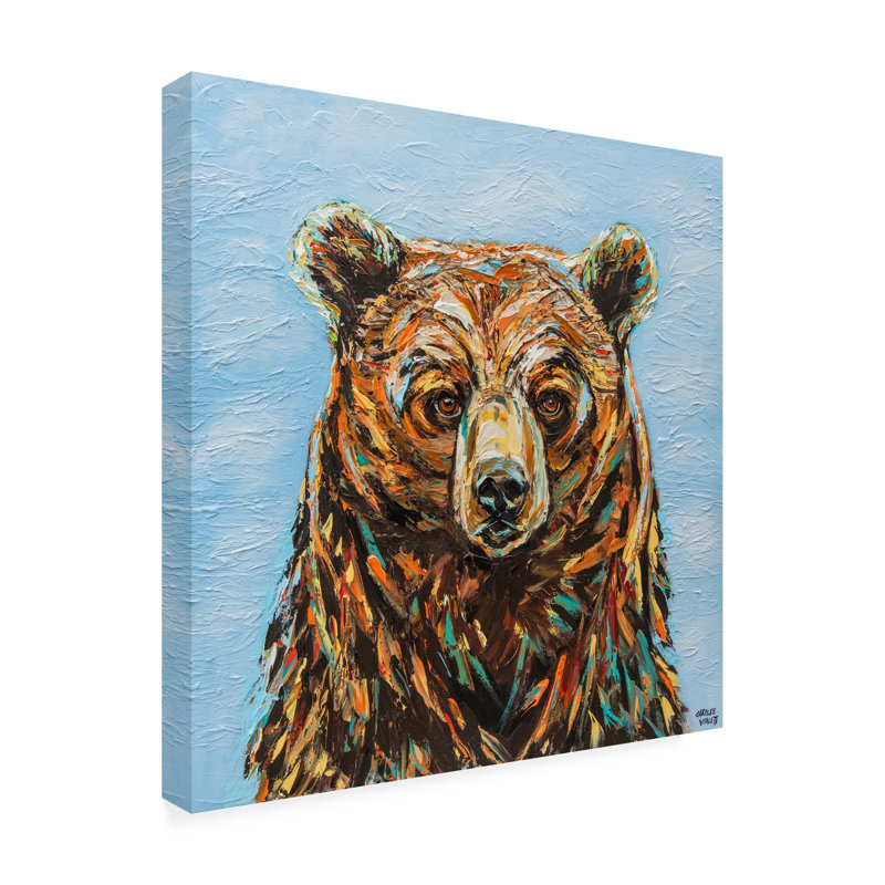 Un grand ours sur toile, H 18 po x l 18 po x P 2 po