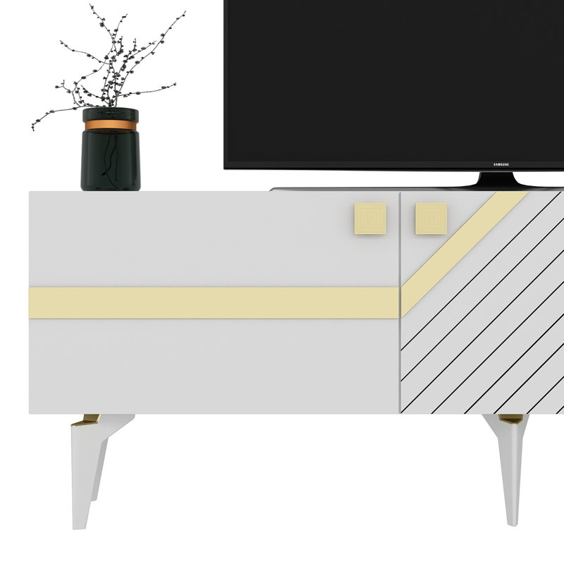 Burkinshaw TV Stand for TVs up to 65", White/Gold