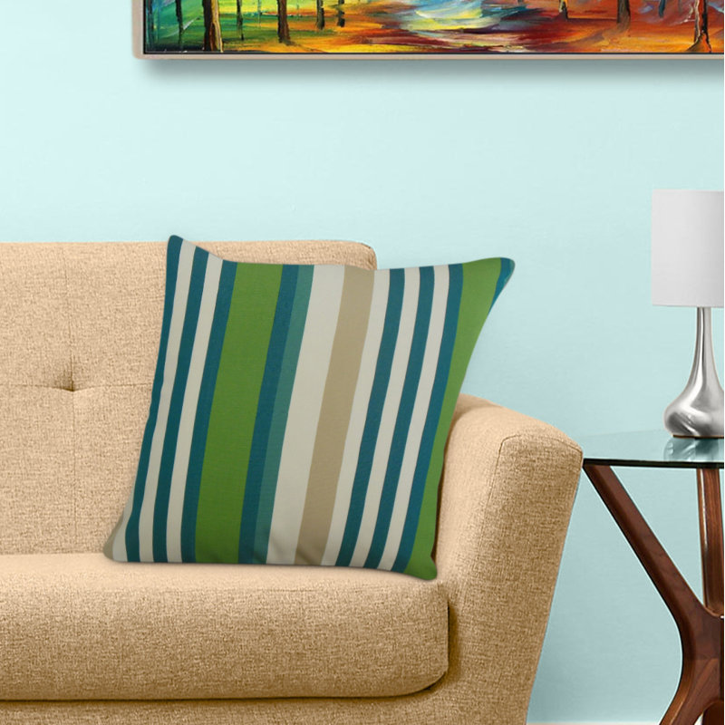 Coussin Tamber, 20 po x 20 po, Vert / Ivoire / Bleu, Coussin décoratif