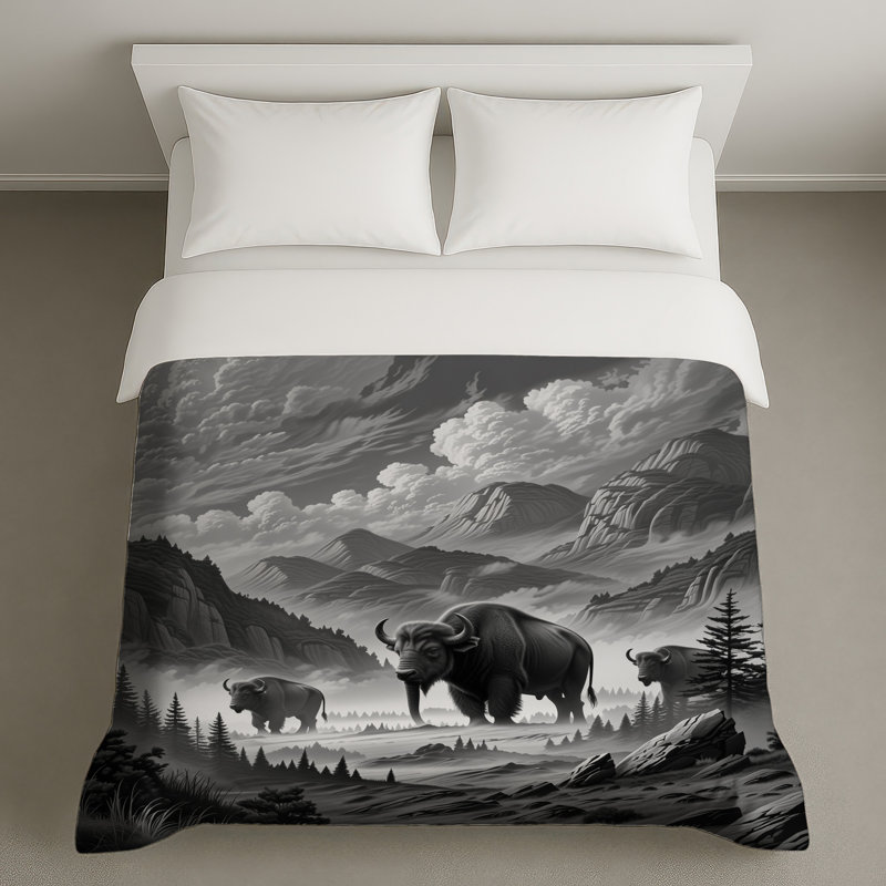 Housses de couette Majestic Bison Landscape, Très grand lit