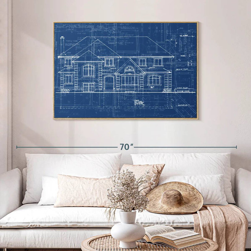 Plan de maison, Cadre flottant en bois naturel, 46 po x 31 po