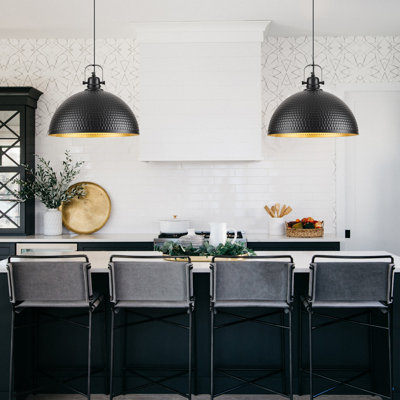 Luminaire suspendu industriel surdimensionné à 2 lumières de 16 pouces surdimensionné à 2 dômes pour la cuisine et la salle à manger