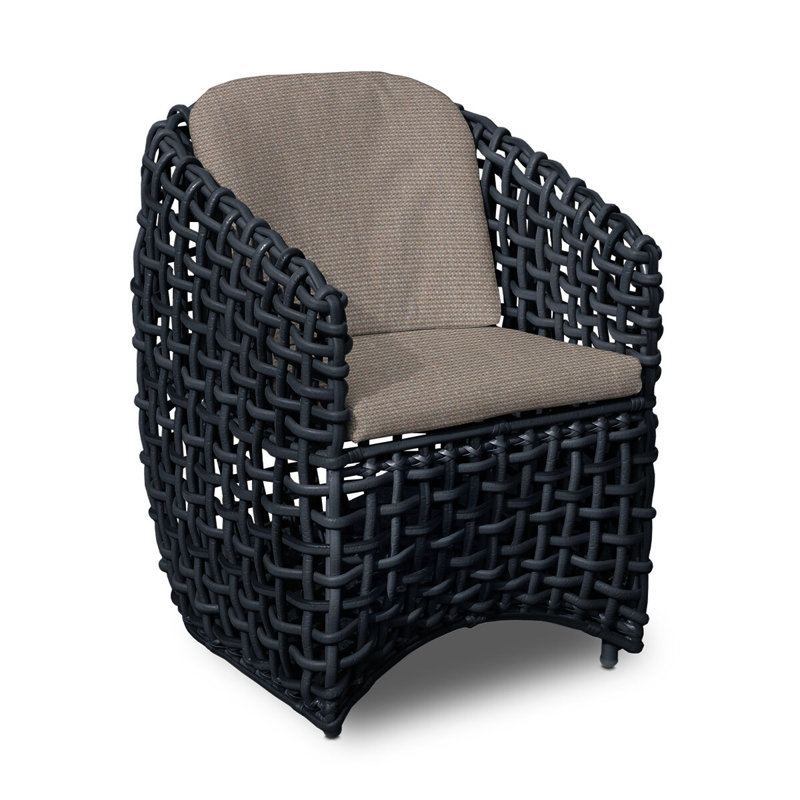 Dynasty Outdoor Dining Armchair, Black Mushroom, Canvas Taupe Sunbrella® Canvas