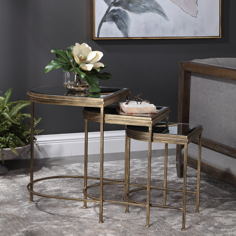 Uttermost India Nesting Tables, Set/3, Antique Brushed Gold