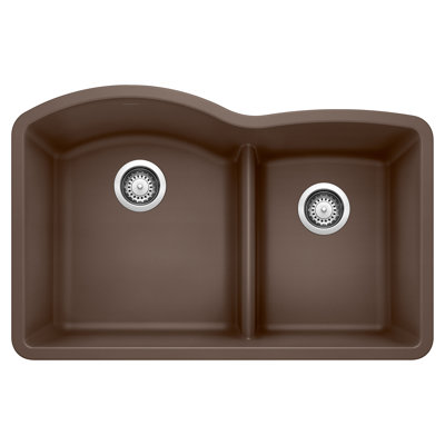 Diamond SILGRANIT 32" 60/40 Double Bowl Undermount Kitchen Sink with Low Divide - Café