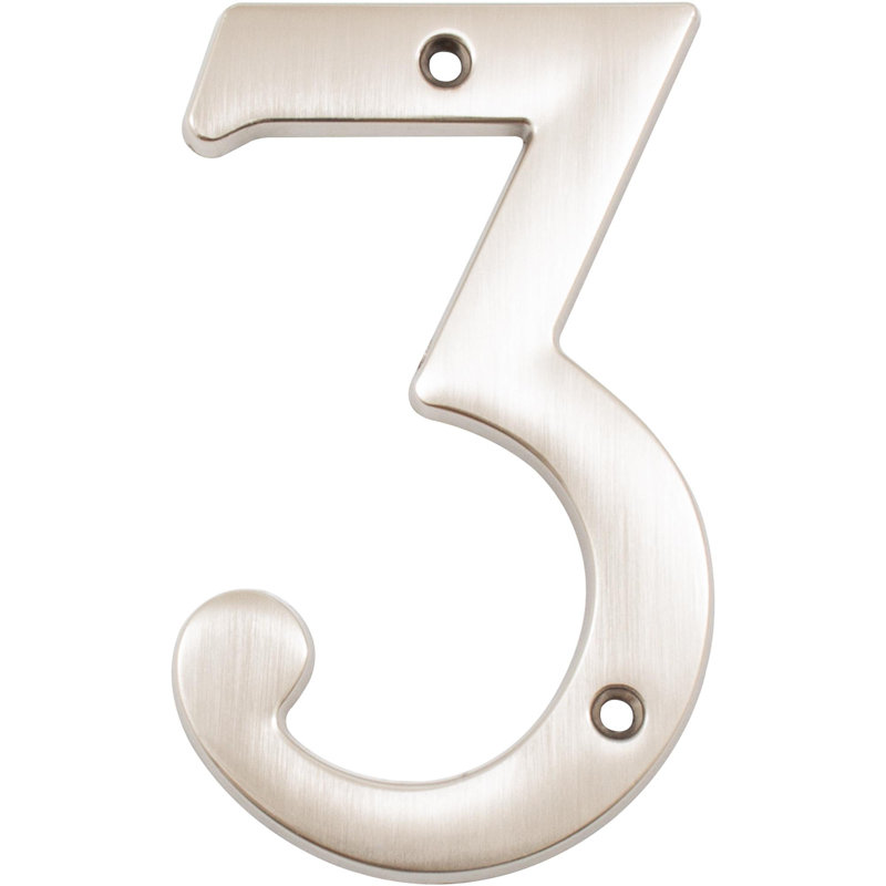Numéro de maison robuste 4 po, Nickel satiné, 3