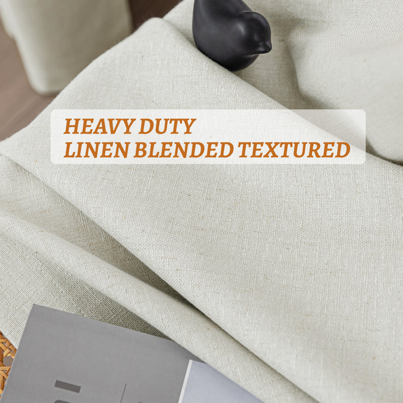 Getrude Linen Blended Max Blackout Grommet Curtain Pair, Linen, 52" W x 108" L