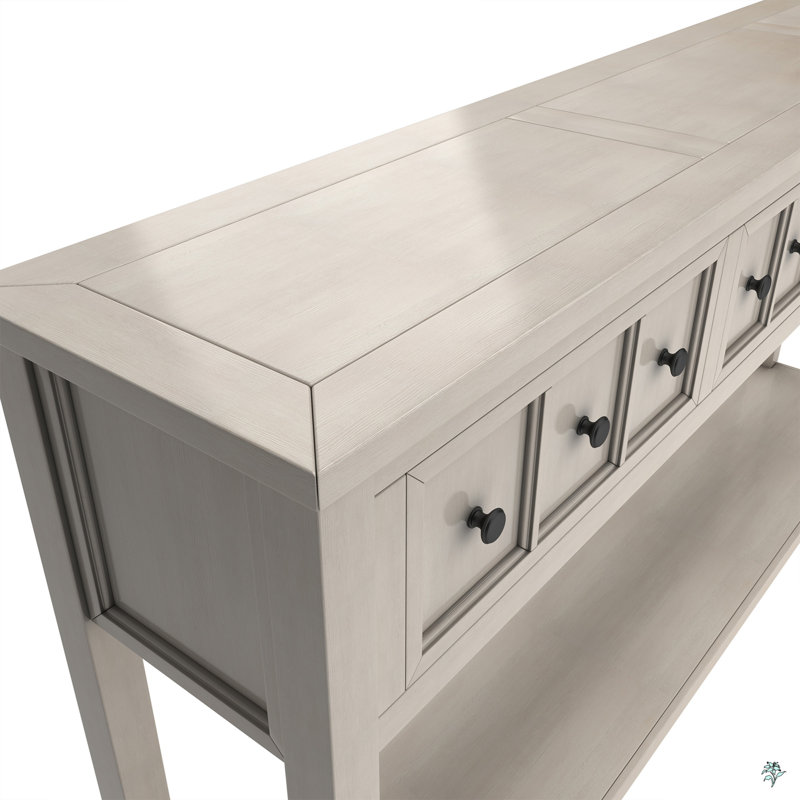 Entryway Console Table, 60" Long Sofa Table With Two Different Size Drawers And Bottom Shelf, Gray Wash