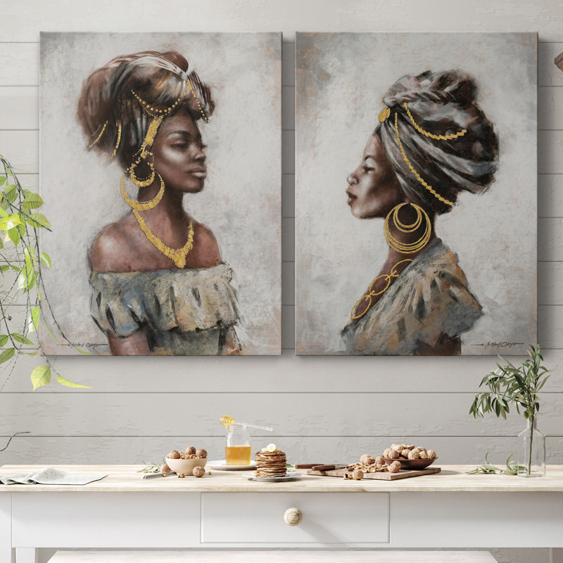 Beauté et grâce - ensemble de 2 reproductions d'art, H 40 po x l 60 po x P 1 po, Toile tendue, Pas de tapis