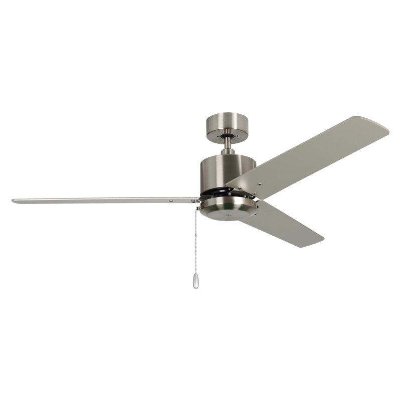 Ventilateur de plafond d'intérieur 3 pales Kammerer, Nickel brossé, Nickel brossé