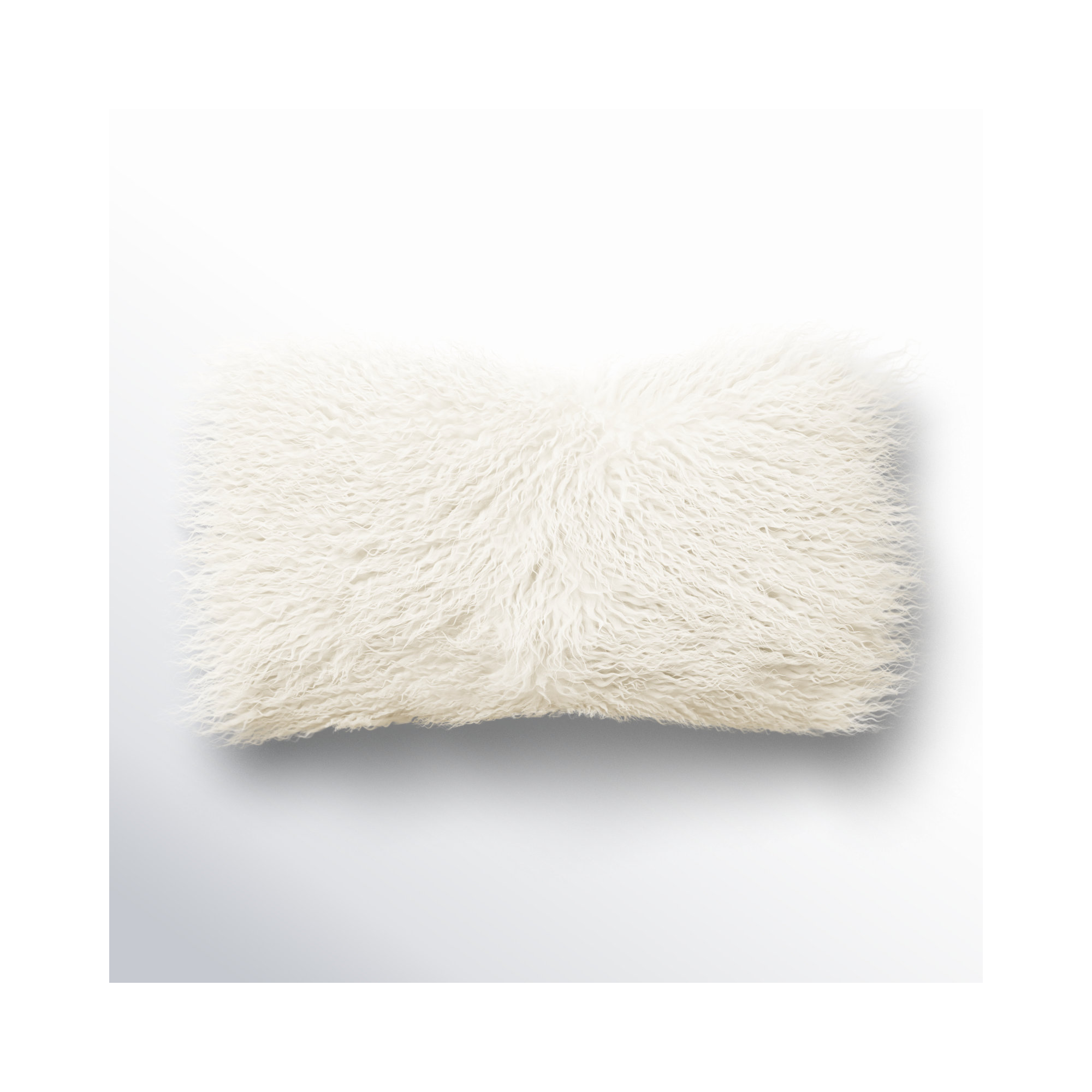 Iyana Wool Lumbar Throw Pillow, 12"H x 20"W, Ivory