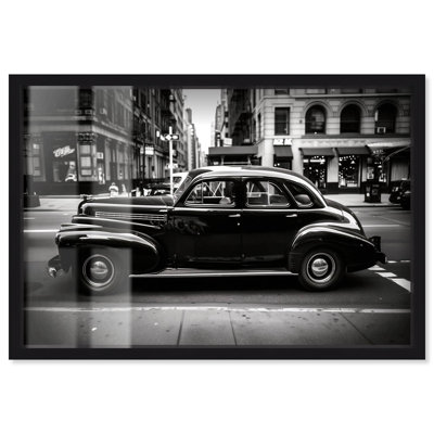 Vintage Car in New York Shadowbox Print Elegant Photography by Art Remedy