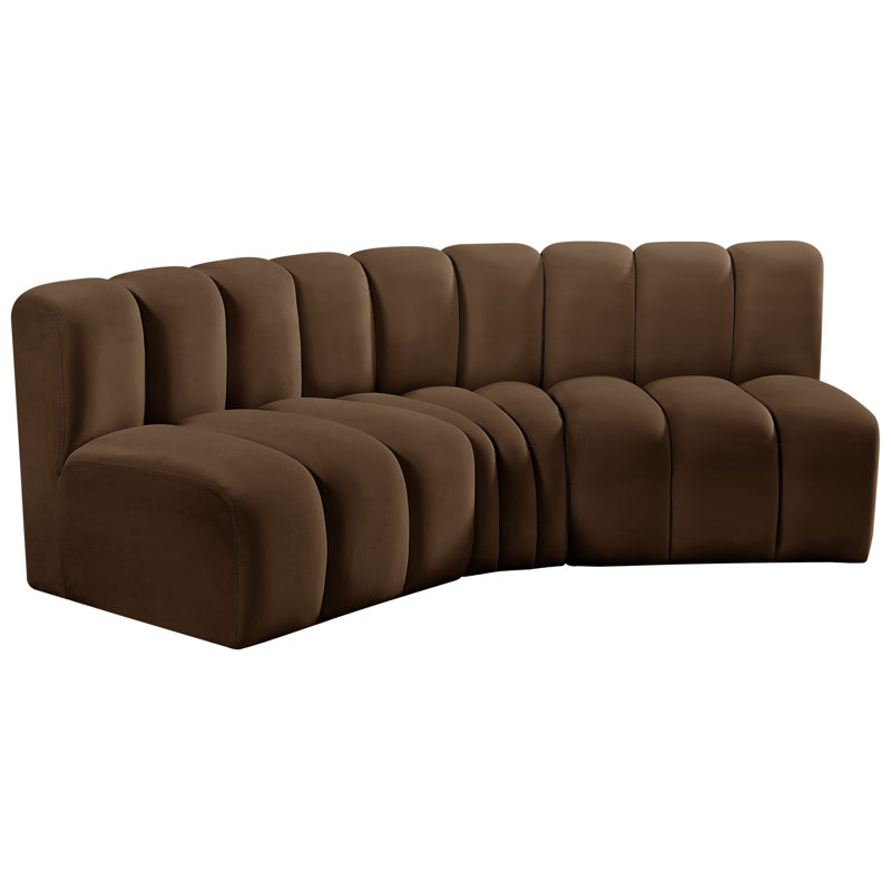 Hyoung Upholstered Curved Sectional Reversible, Brown Velvet