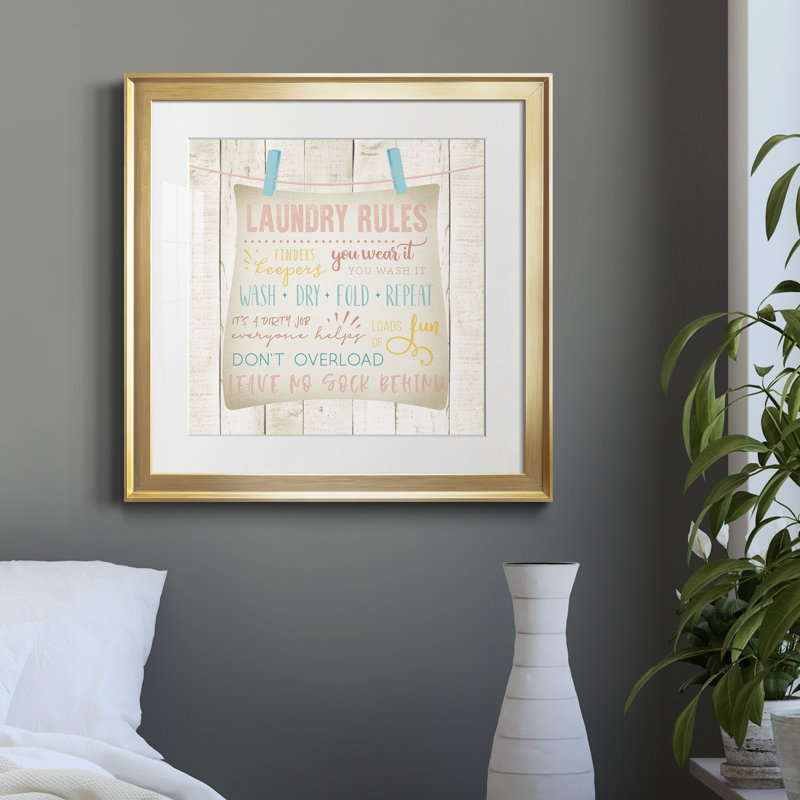 Laundry Laundry - Reproduction d'art textuel sur papier encadré, Papier encadré doré, H 17,5 po x l 17,5 po x P 1,5 po