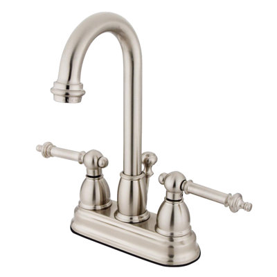 Robinet de salle de bain central à 4 poignées à 3 trous à fixation sur le comptoir en laiton Kingston