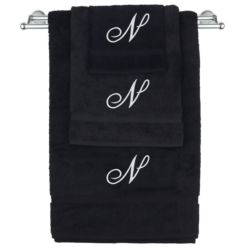 Ensemble de serviettes Marcelline, Noir / blanc, N