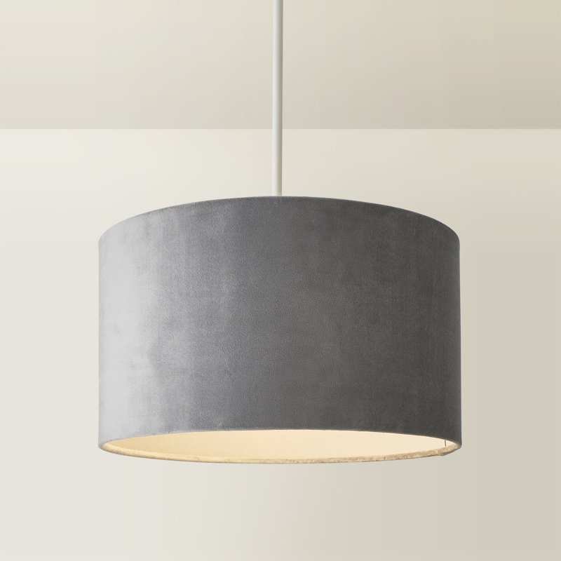 Drum Velvet Pendant Shade ( Screw On ), 20 cm H x 35 cm W x 35 cm D, Grey