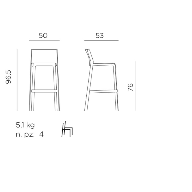 Trill Outdoor Bar Stool, Anthracite