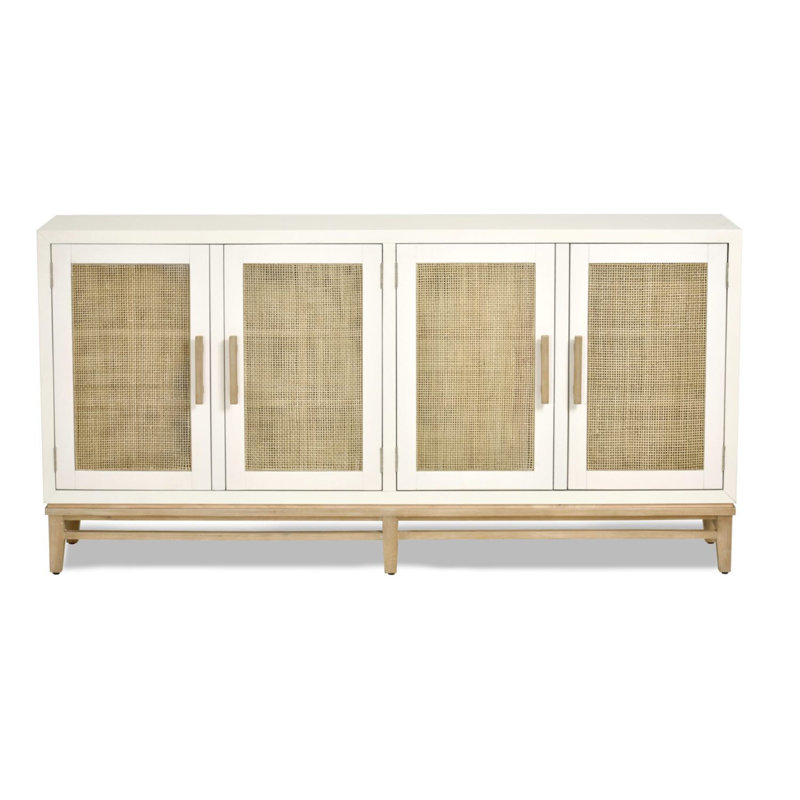 Venice - 4-Door Credenza - White, Natural Finish