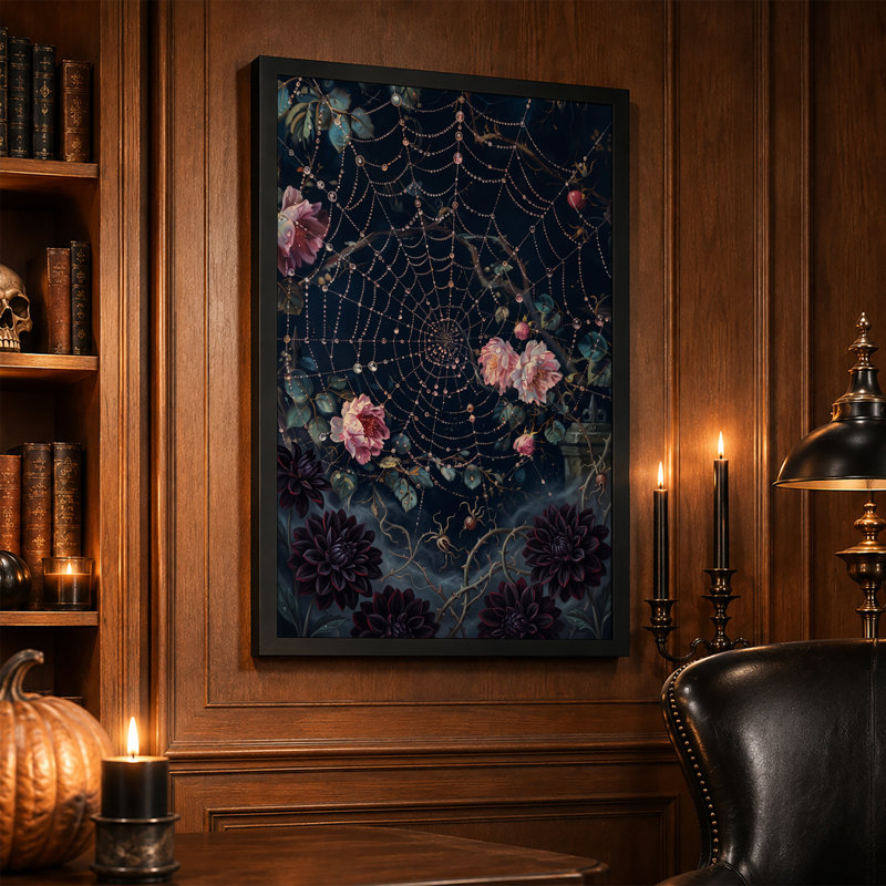 Art mural sur toile, roses roses et dahlias foncés avec toile perlée, H 30 po x l 20 po