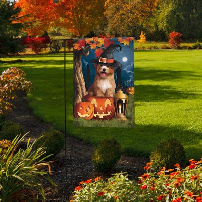 Drapeau d'Halloween chien jardin