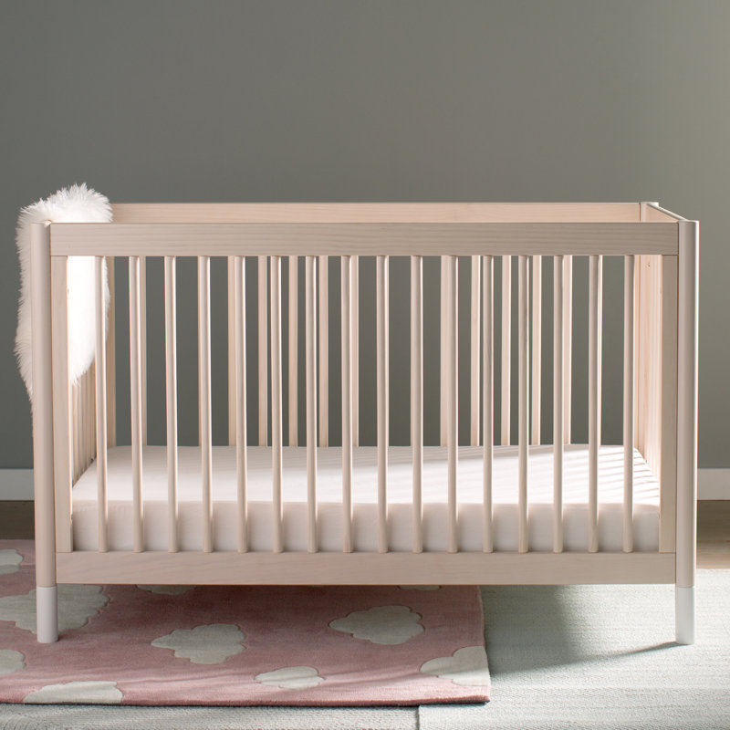 Washed Natural and White Pine 4-in-1 Convertible Toddler Crib