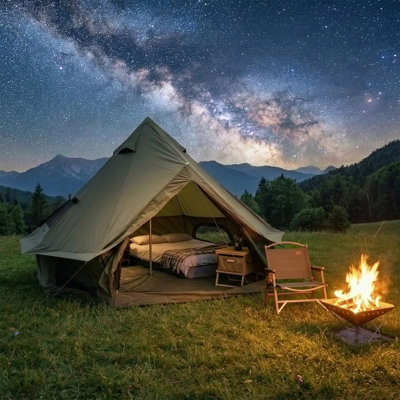 Outdoor Bell Tent Waterproof Glamping Tent with Stove Jack
