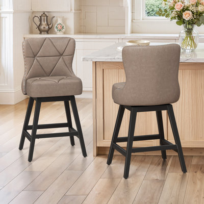 Swivel Upholstered Faux Leather Counter Stool
