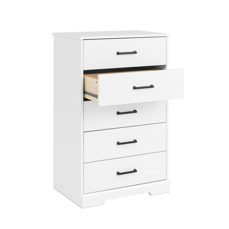Yazeed 27.5'' W 5 - Drawer Dresser, White