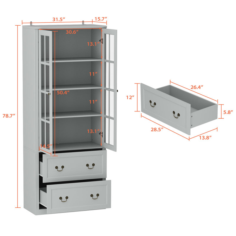 Garde-manger pour la cuisine de 78,7 po, Gris clair