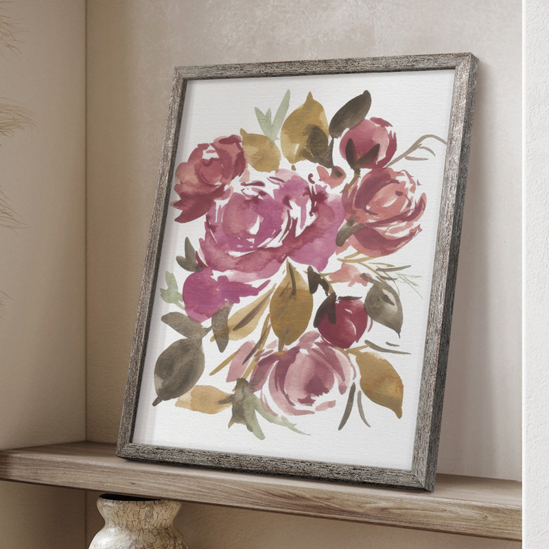«Spring Fling Bouquet III», reproduction encadrée - bois massif, H 11 po x l 9 po