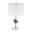 Lampe de table dorée 14 x 25,2 po avec tranche en agate et abat-jour tambour blanc (assemblage de l'abat-jour requis)