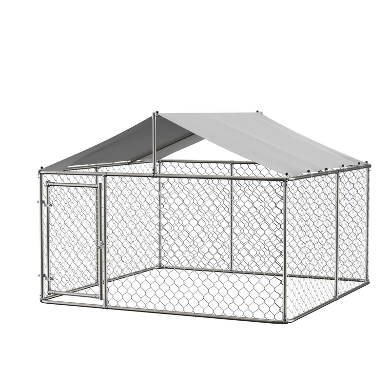 Metal Outdoor Dog Kennel, 71" H x 118" W x 118" D