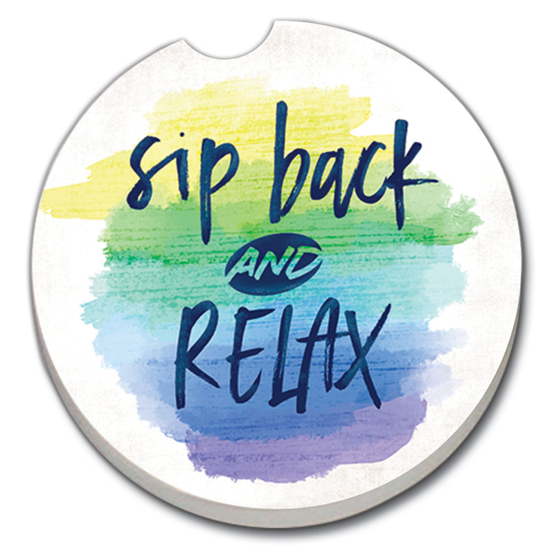 Stoneware Round 2 Piece Car Coaster Set