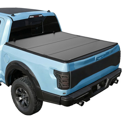 Housse rigide pour lit de camion pliable à trois volets, compatible avec le Tacoma de 2016-2025 de Tacoma avec système de rails OE (barre de roulement non ajustée), lit de 5 pi (60,5 po), housse de camion rigide pliable en fibre de verre imperméable