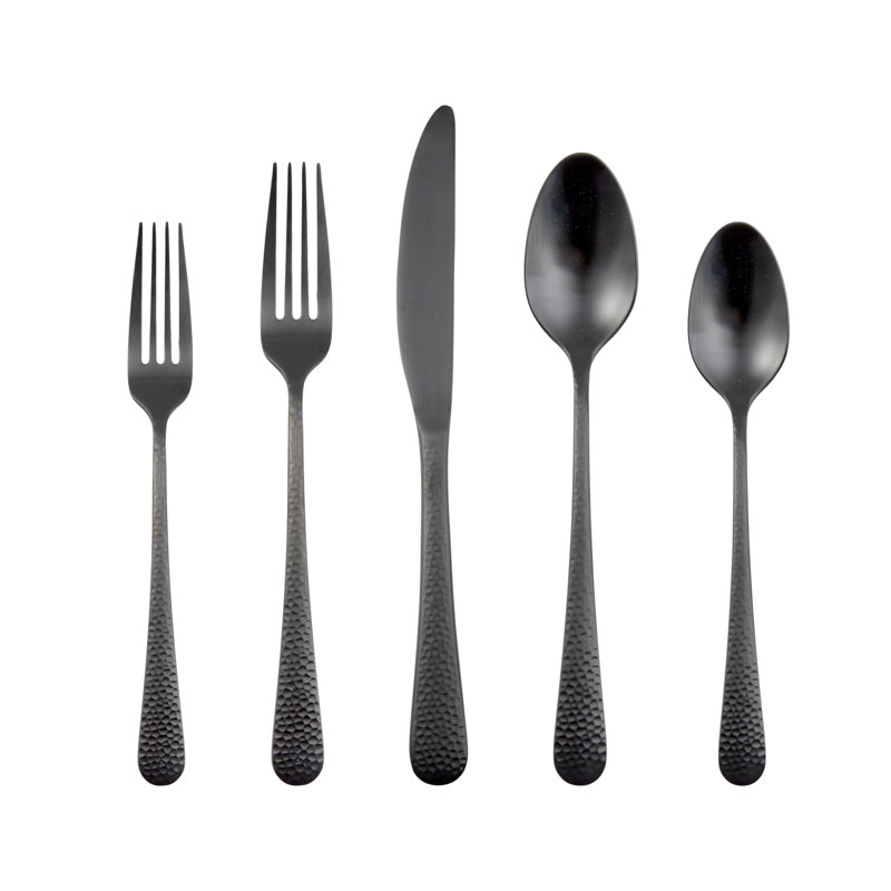 Keene 20 Piece Flatware Set, Service for 4, Black Satin